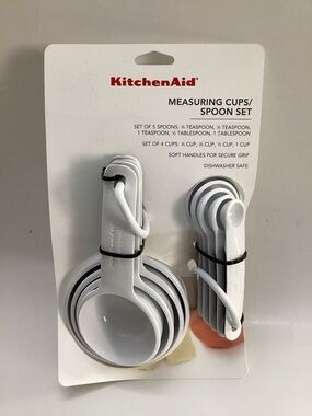 KitchenAid 4 Measuring Cups 5 Spoons Measuring Set Dishwasher Safe Soft Handles